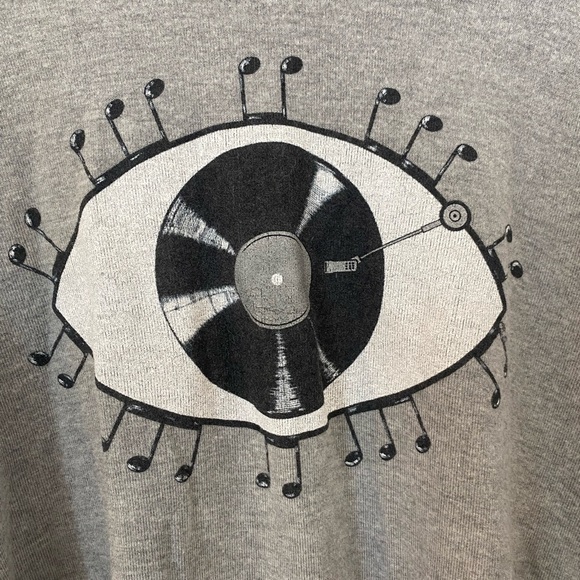 Lauren Moshi Record Eye Oversized Gray Sweatshirt Size XS Boyfriend Casual - Picture 7 of 7